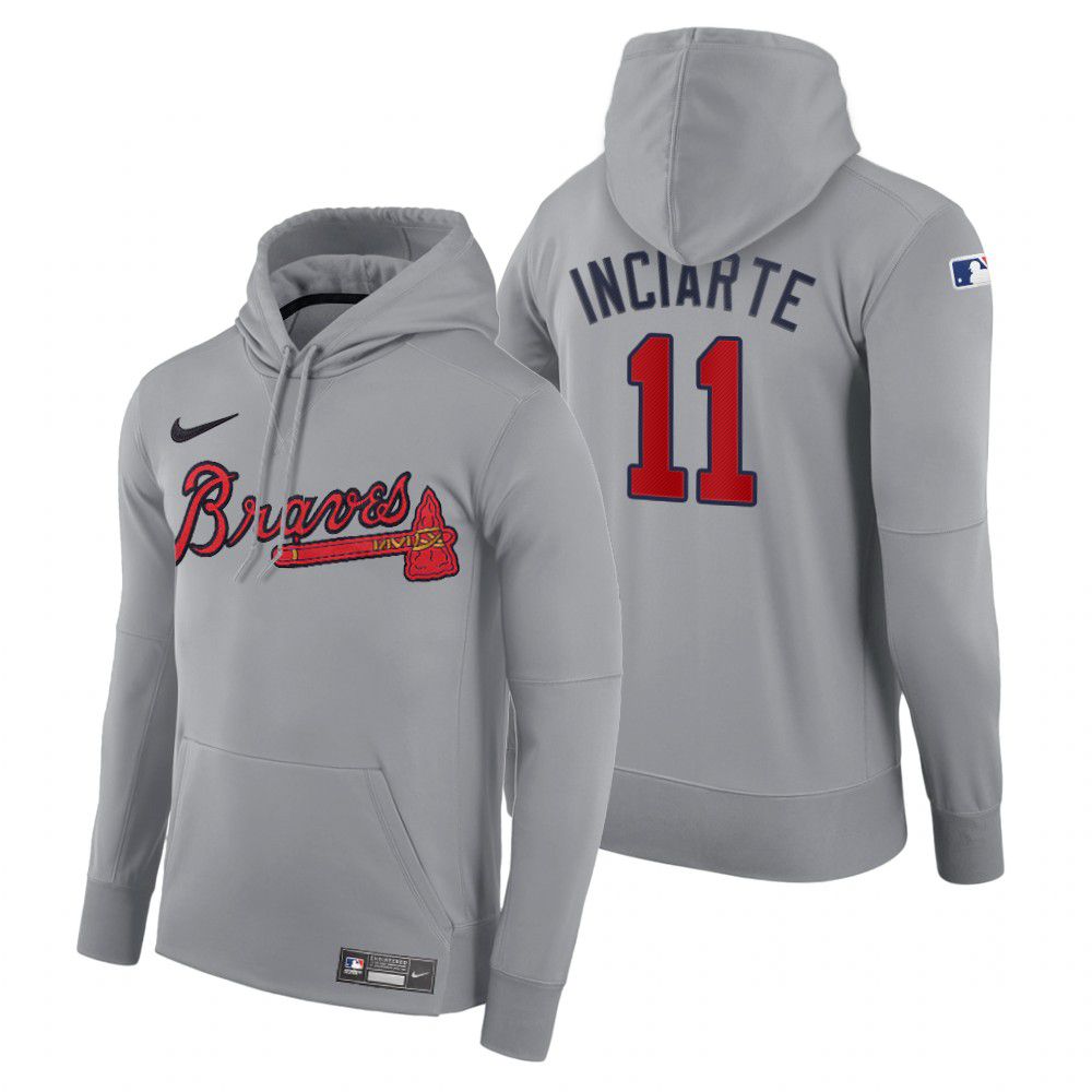 Men Atlanta Braves 11 Inciarte gray road hoodie 2021 MLB Nike Jerseys